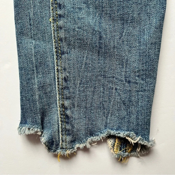 Zara Woman Distressed Jeans Denim Raw Hem High Waisted Skinny Stretch Blue Sz 8 - Picture 13 of 15